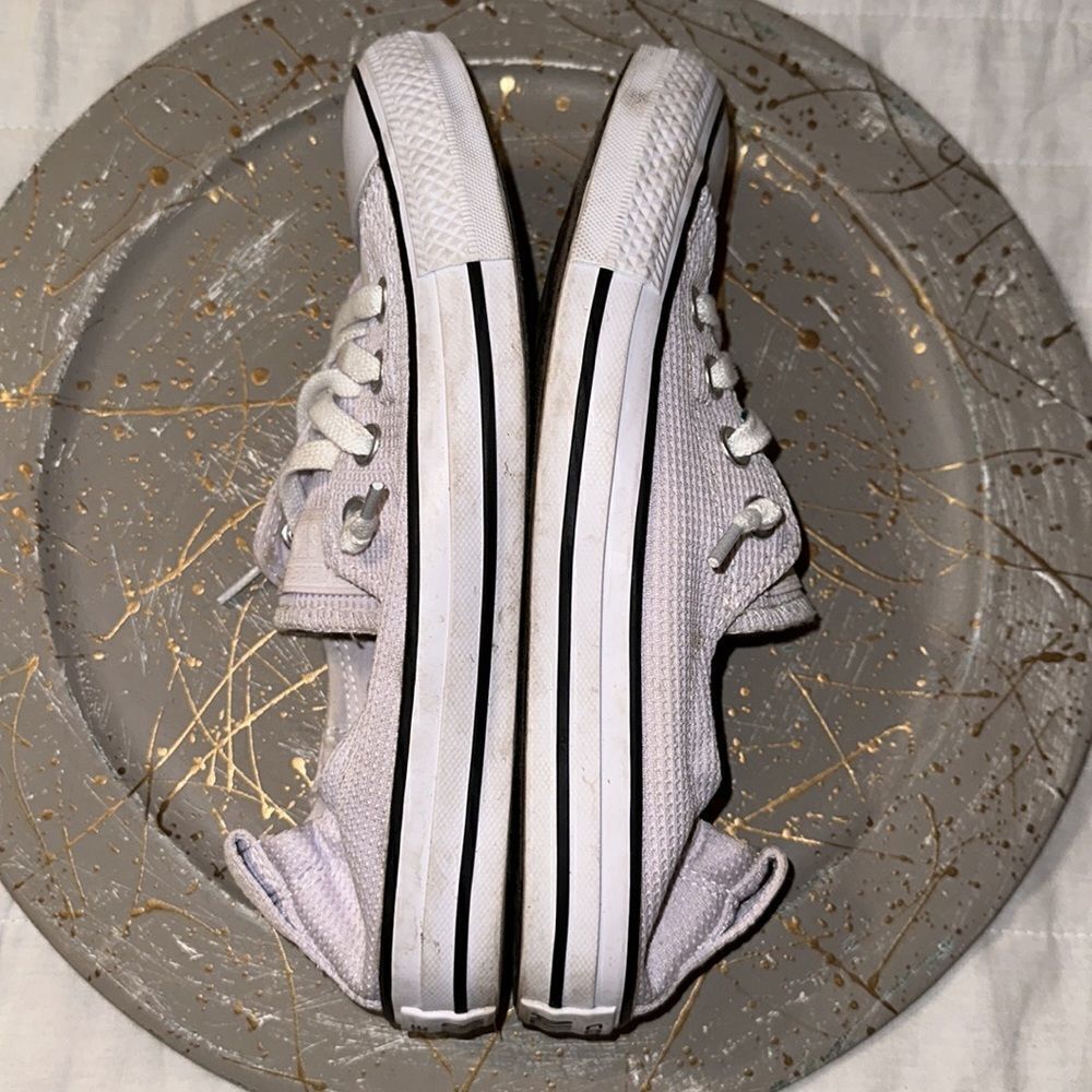Converse 7 Women’s White Textured Canvas Slip On Lace up Skateboard Shoes Sneaks - Picture 10 of 15